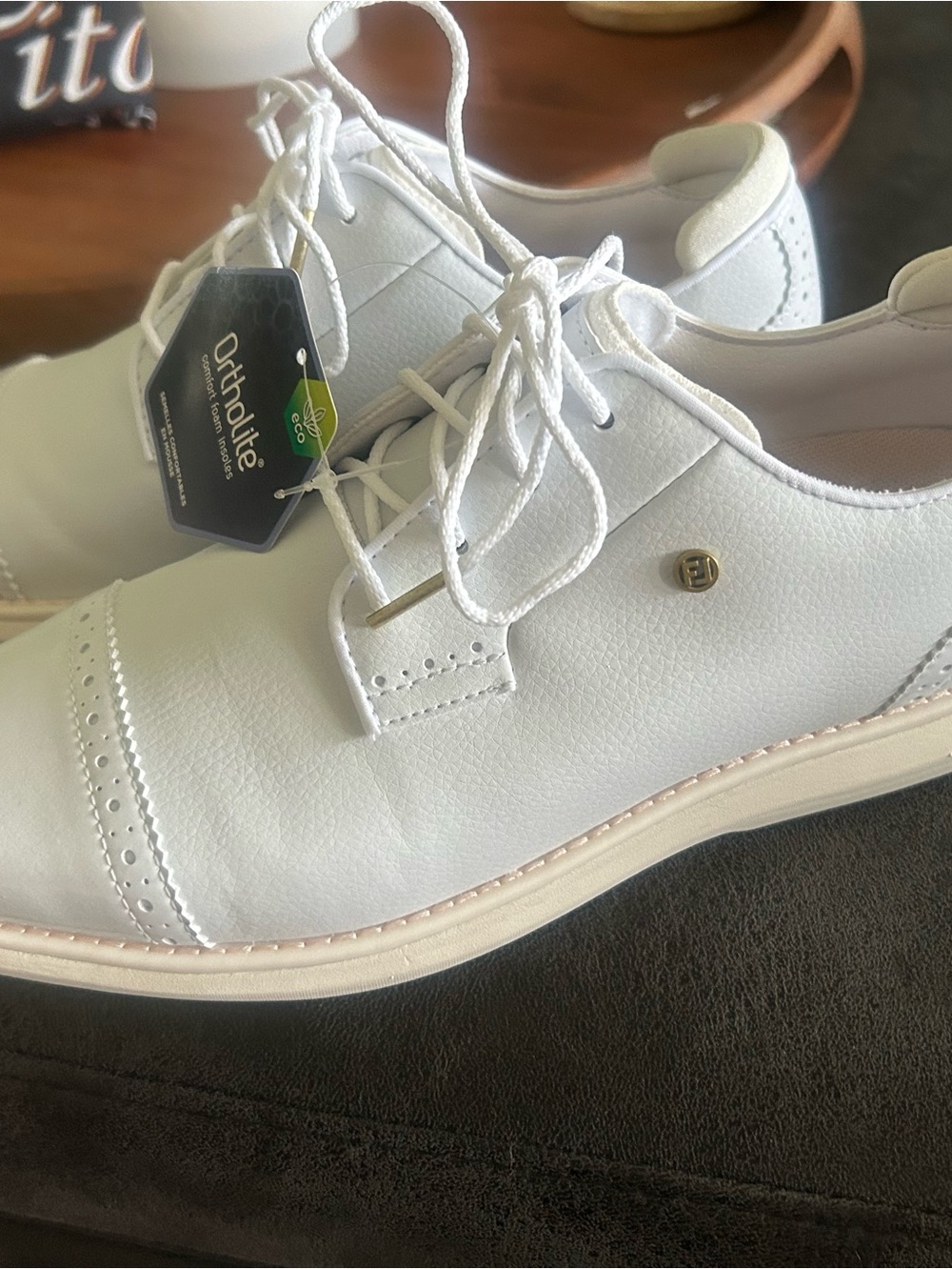 White Womens Lace-Up Foot Joy spikeless golf shoes